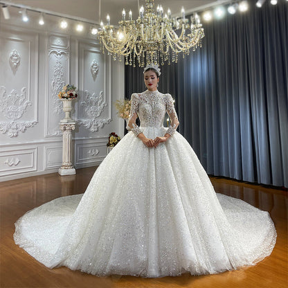 High Quality Lace long sleeves Bridal Wedding Ball Gown Dresses