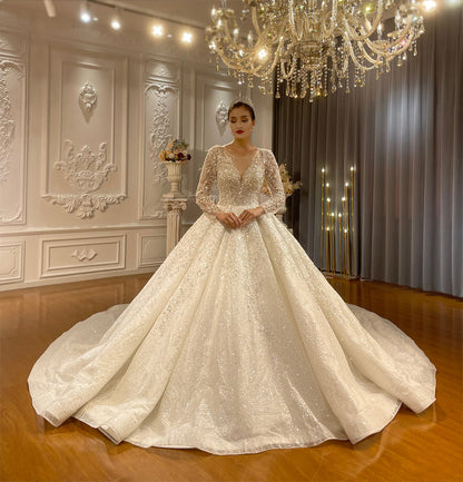 High Quality Lace long sleeves Bridal Wedding Ball Gown Dresses