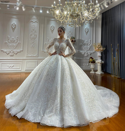 High Quality Lace long sleeves Bridal Wedding Ball Gown Dresses