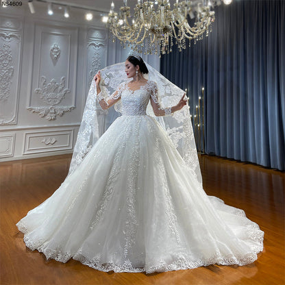 High Quality long sleeves Bridal Wedding Ball Gown Dresses