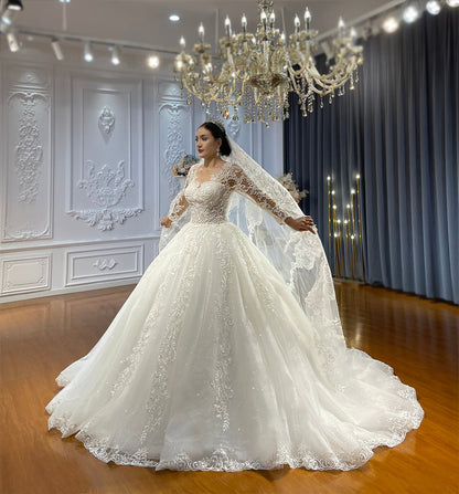 High Quality long sleeves Bridal Wedding Ball Gown Dresses