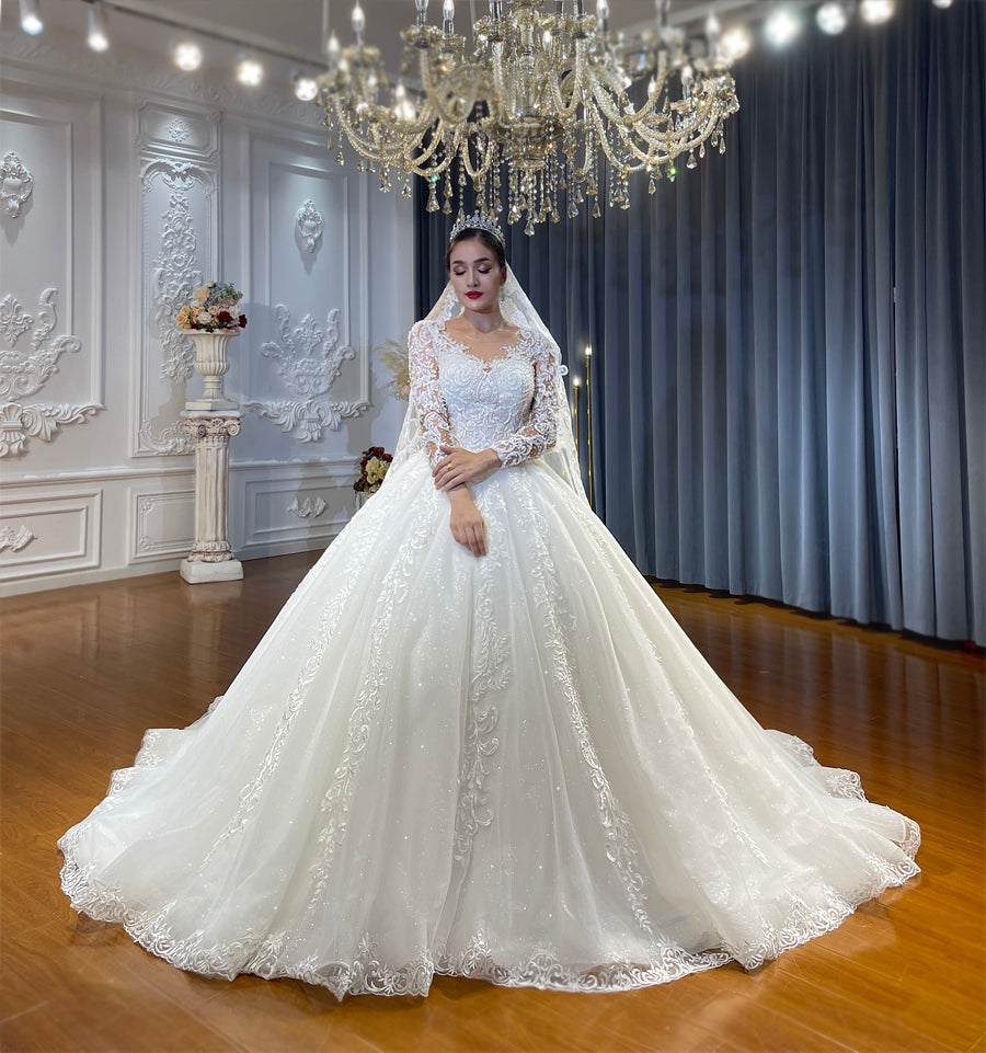 High Quality long sleeves Bridal Wedding Ball Gown Dresses