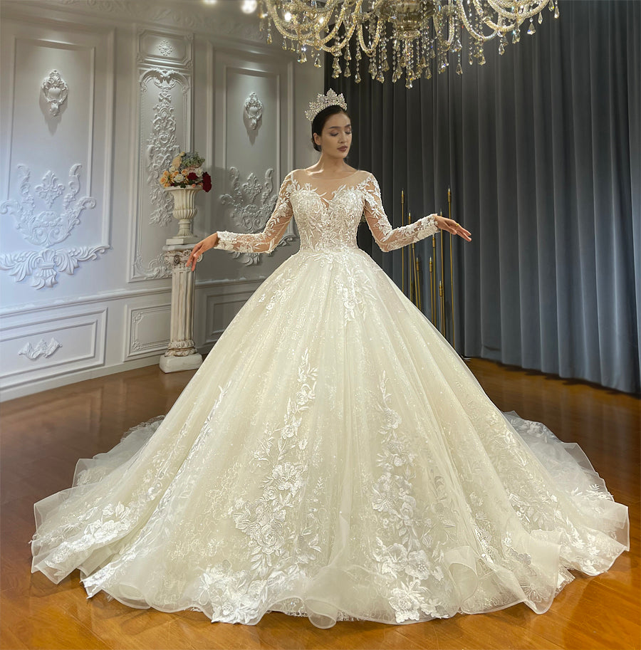 High Quality Lace long sleeves Bridal Wedding Dress