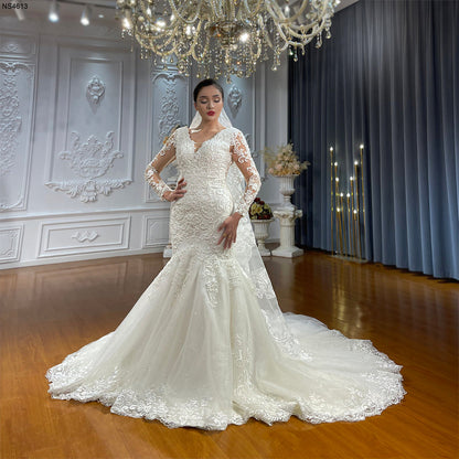 High Quality Lace long sleeves Mermaid Bridal Wedding Dress