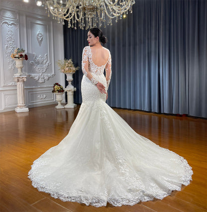 High Quality Lace long sleeves Mermaid Bridal Wedding Dress