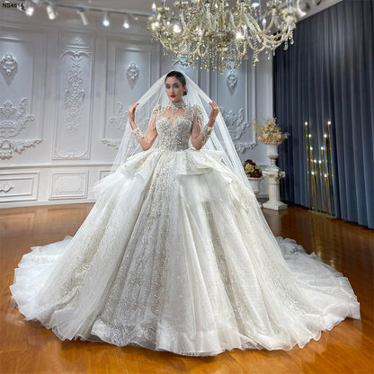 High Quality Lace long sleeves Ball Gown Bridal Wedding Dress