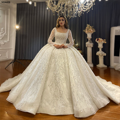 High Quality Lace long sleeves Bridal Wedding Ball Gown Dress