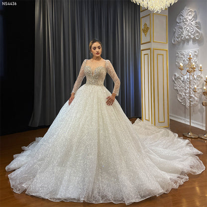 High Quality Lace long sleeves Bridal Wedding Ball Gown Dresses