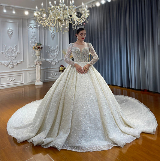 High Quality Lace long sleeves Bridal Wedding Ball Gown Dresses