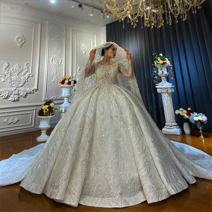 Luxury Lace Bridal Long Sleeve  Wedding Dress