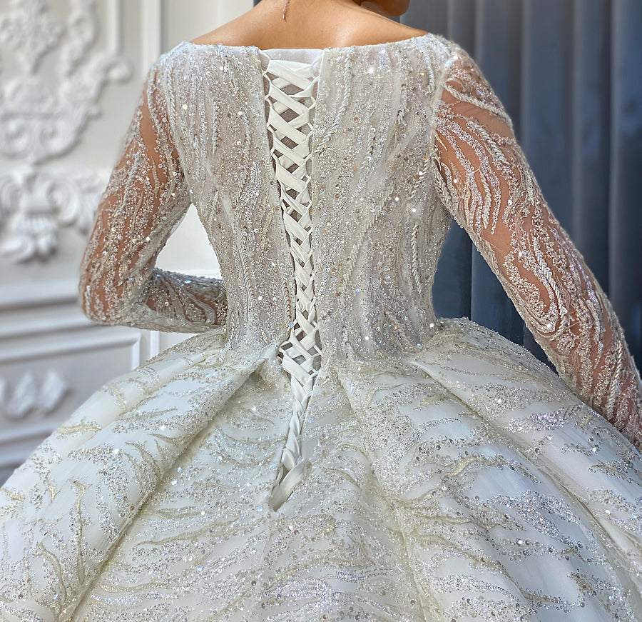 Luxury Lace Bridal Long Sleeve  Wedding Dress