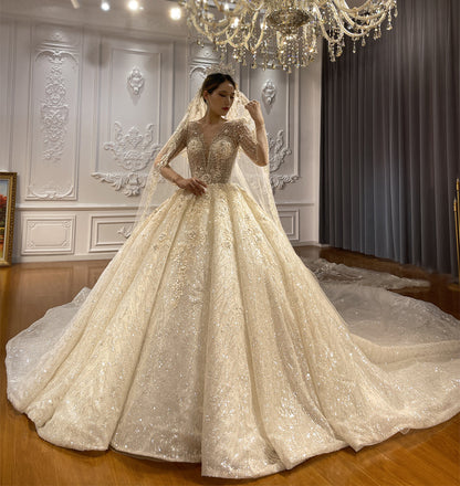 Bridal luxury high quality Gowns Long Tail lace Dream Wedding Dress