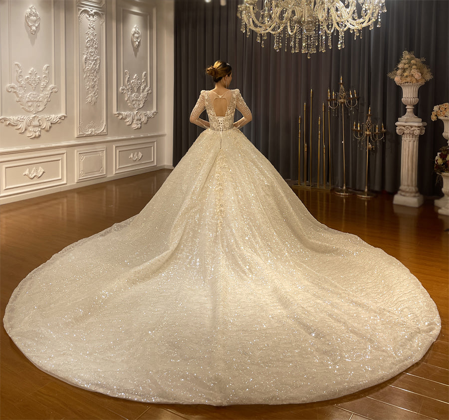 Bridal luxury high quality Gowns Long Tail lace Dream Wedding Dress