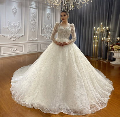 Latest Design Cross White Lace dream wedding dress