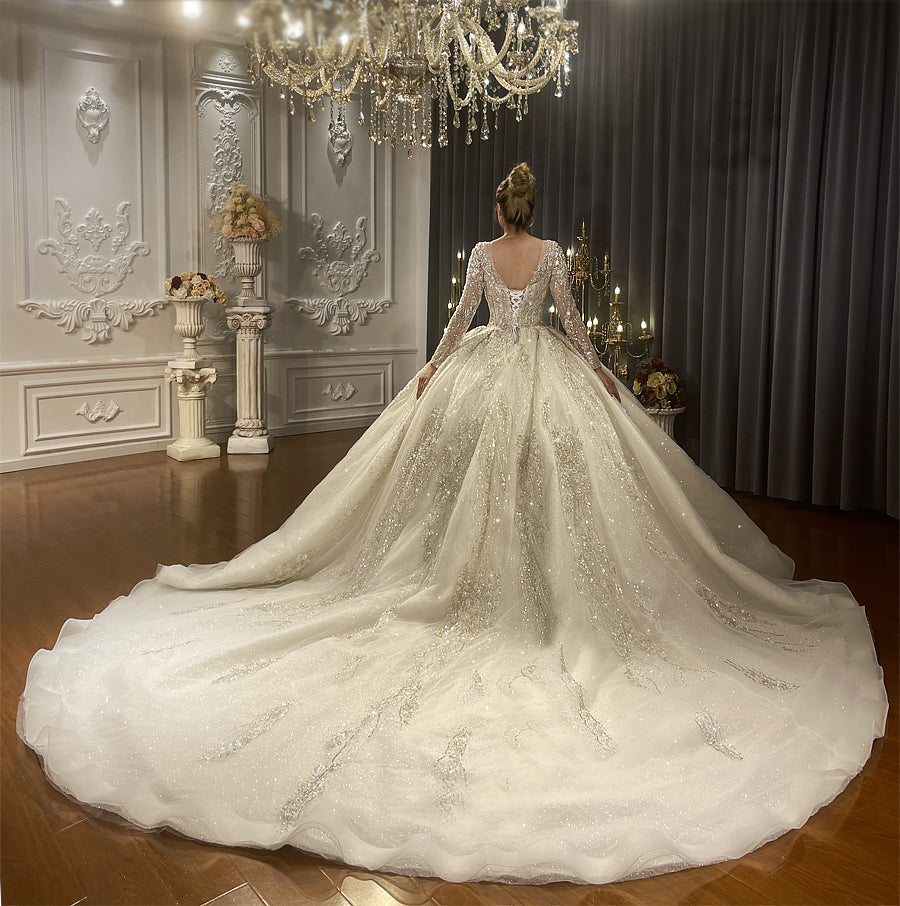 Luxury Latest Designs Beaded Bridal Gown Wedding Dress