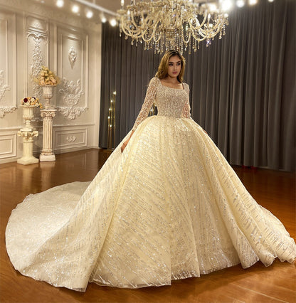 Luxury Lace Bridal Long Sleeve  Wedding Dress