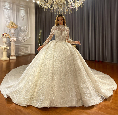 Luxury Lace Bridal Long Sleeve  Wedding Dress