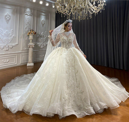 Luxury Lace Bridal Long Sleeve  Wedding Dress